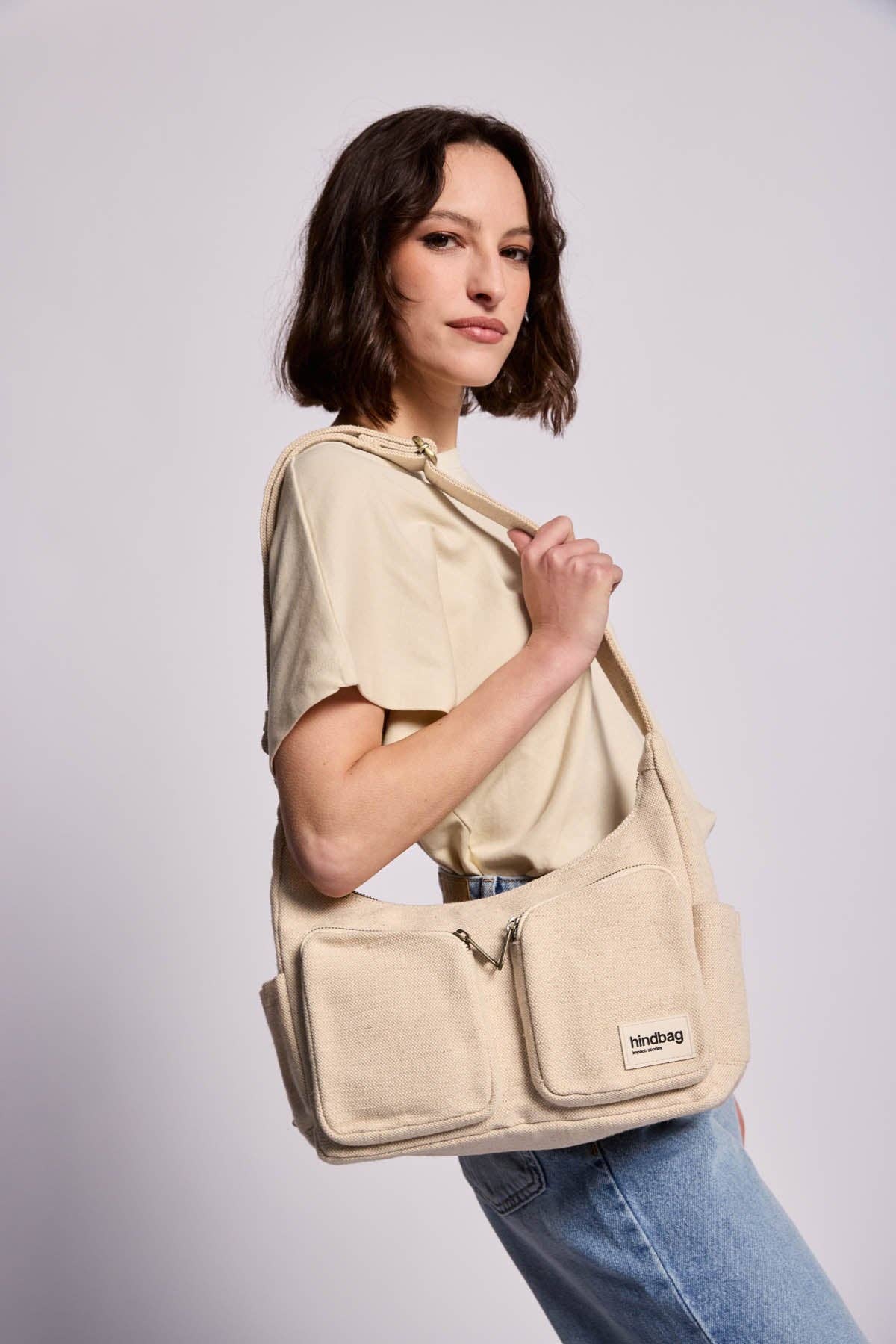 Emile Jute Mehrfachtasche – Seitenansicht, kompakte Form