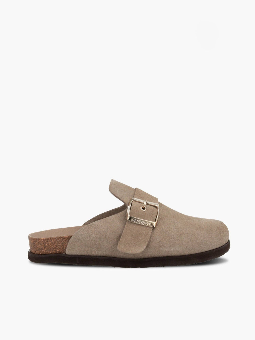 GENUINS Clog aus Veloursleder in Sand mit anatomischer Sohle und verstellbarer Schnalle