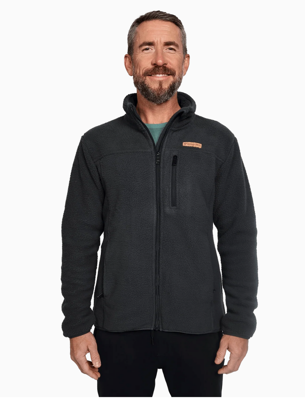 Herren Sherpa Fleece Jacke – Frontansicht, flauschiges Fleece, warm und weich