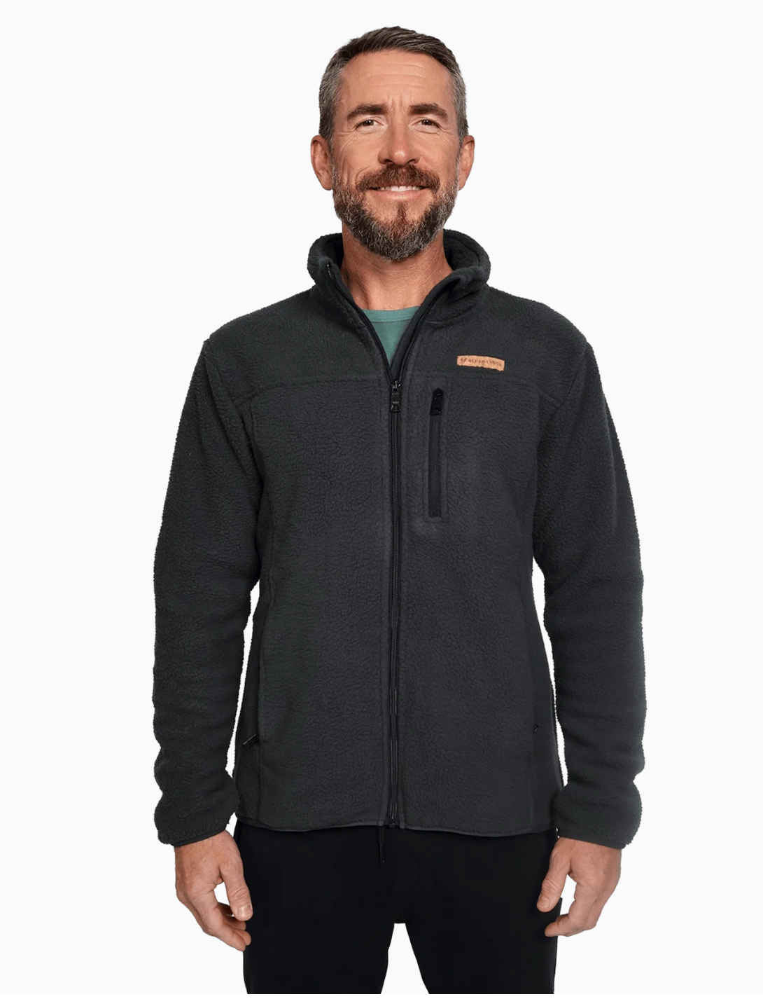 Herren Sherpa Fleece Jacke – Frontansicht, flauschiges Fleece, warm und weich