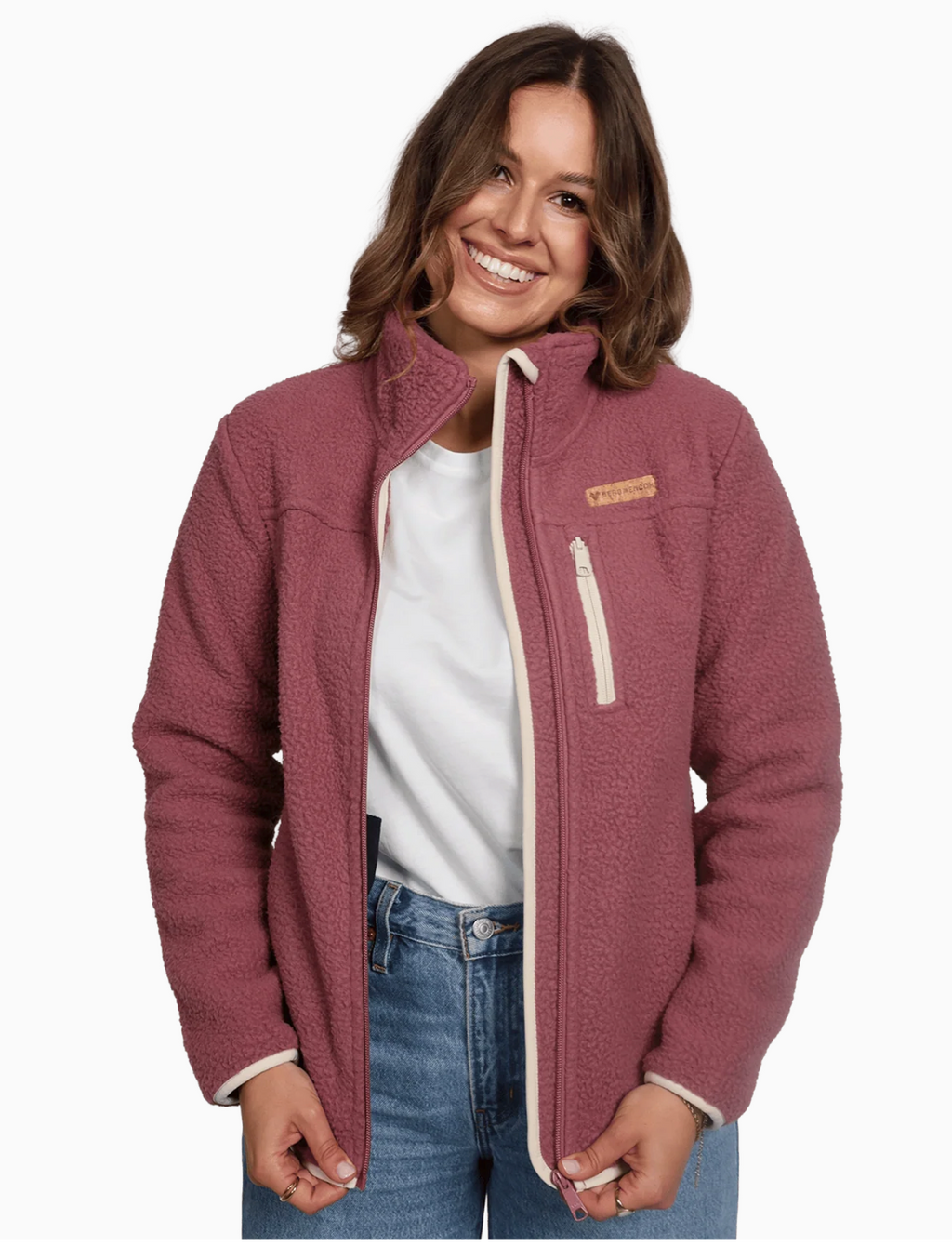 Damen Sherpa Fleece Jacke – Rückenansicht, kuschelig und windabweisend