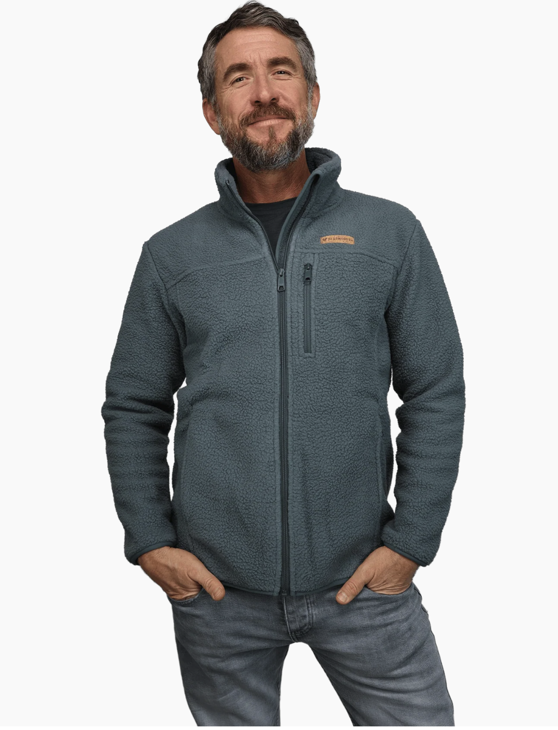 Herren Sherpa Fleece Jacke – Rückenansicht, kuschelig und windabweisend