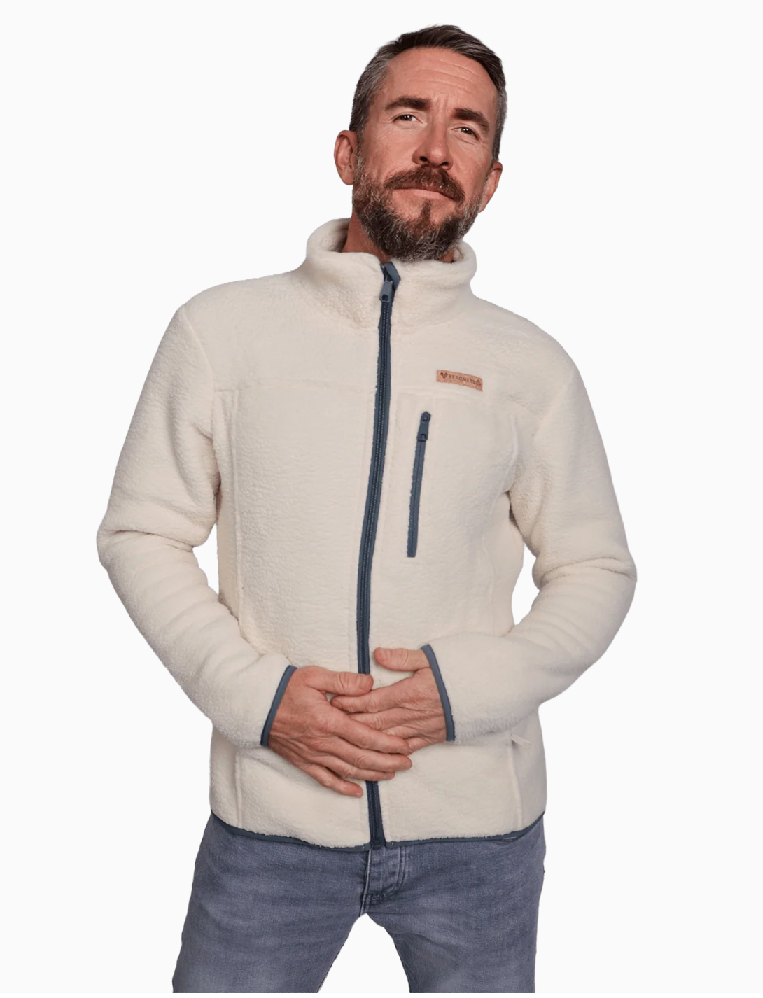 Herren Sherpa Fleece Jacke – Seitenansicht, lässiger Schnitt