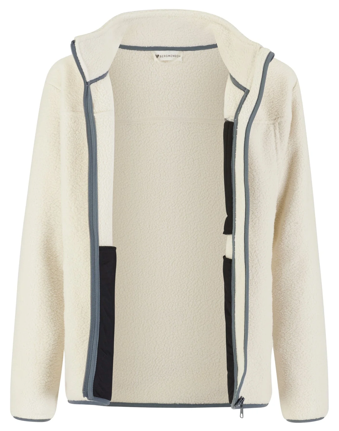 Herren Sherpa Fleece Jacke – Detailansicht Kragen und Ärmel, VomKaff