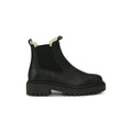 Schwarzer MODENA Chelsea Boot aus Leder mit elastischem Einsatz, hellem Warmfutter und Profilsohle in Seitenansicht