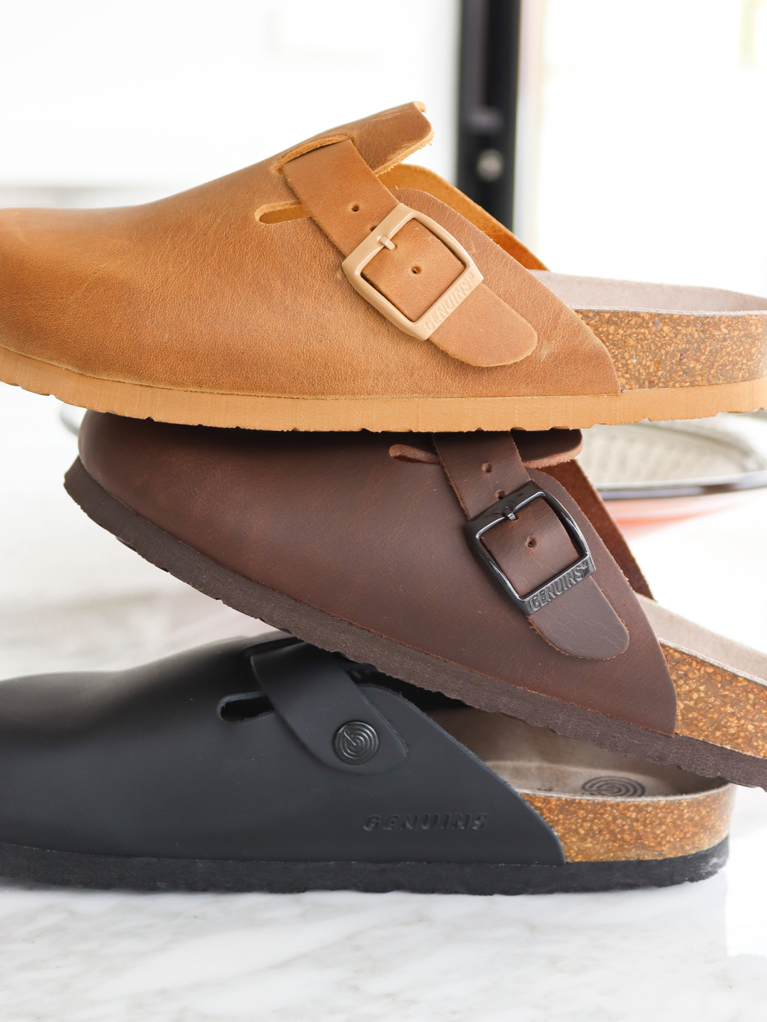 GENUINS RIVA geölte Leder-Clogs für Unisex, Größen 35 bis 46