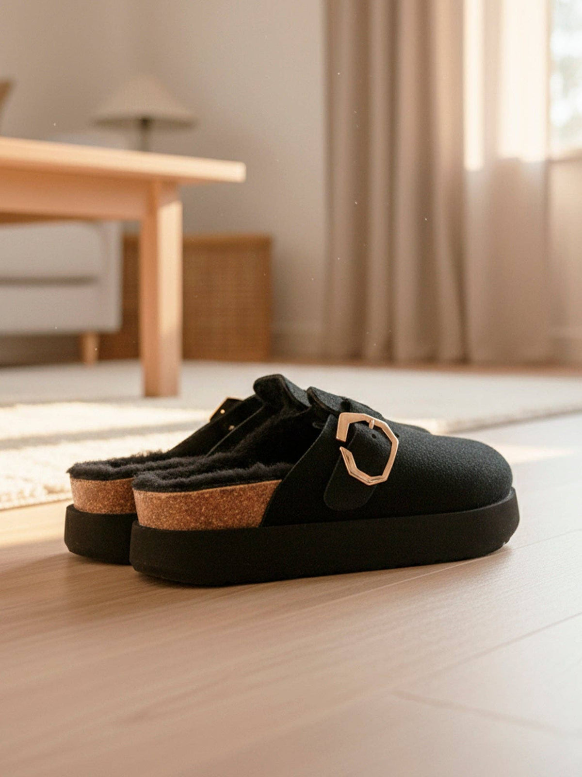 Genuins Indiana Veloursleder-Clog in Schwarz