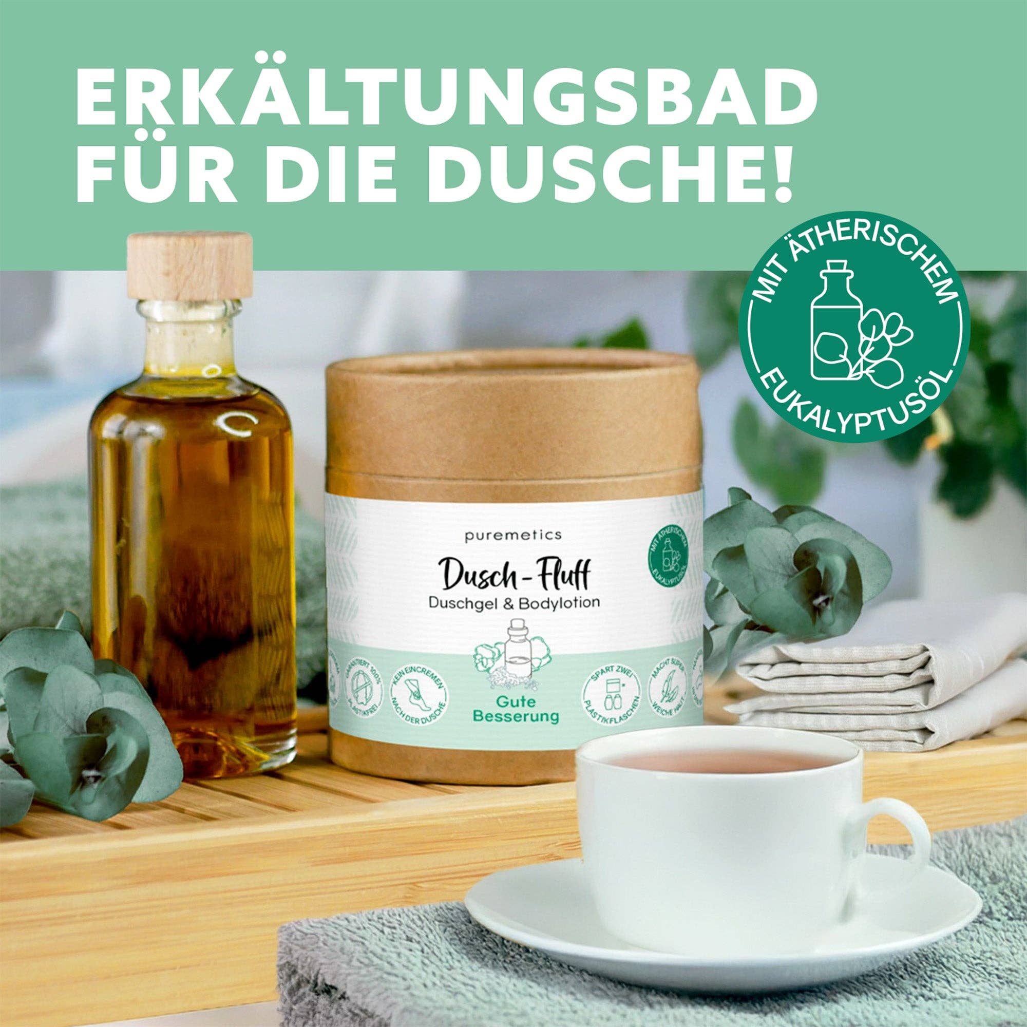 Dusch-Fluff Gute Besserung puremetics – Geschenk Duschgel plastikfrei