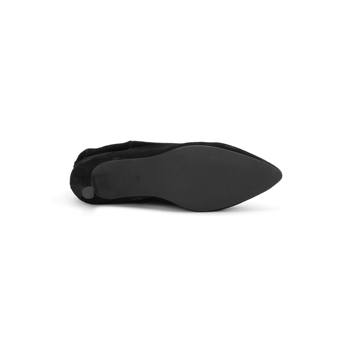 Unterseite des NOELLE Stiefels mit glatter dunkler Laufsohle und spitzer Schuhform