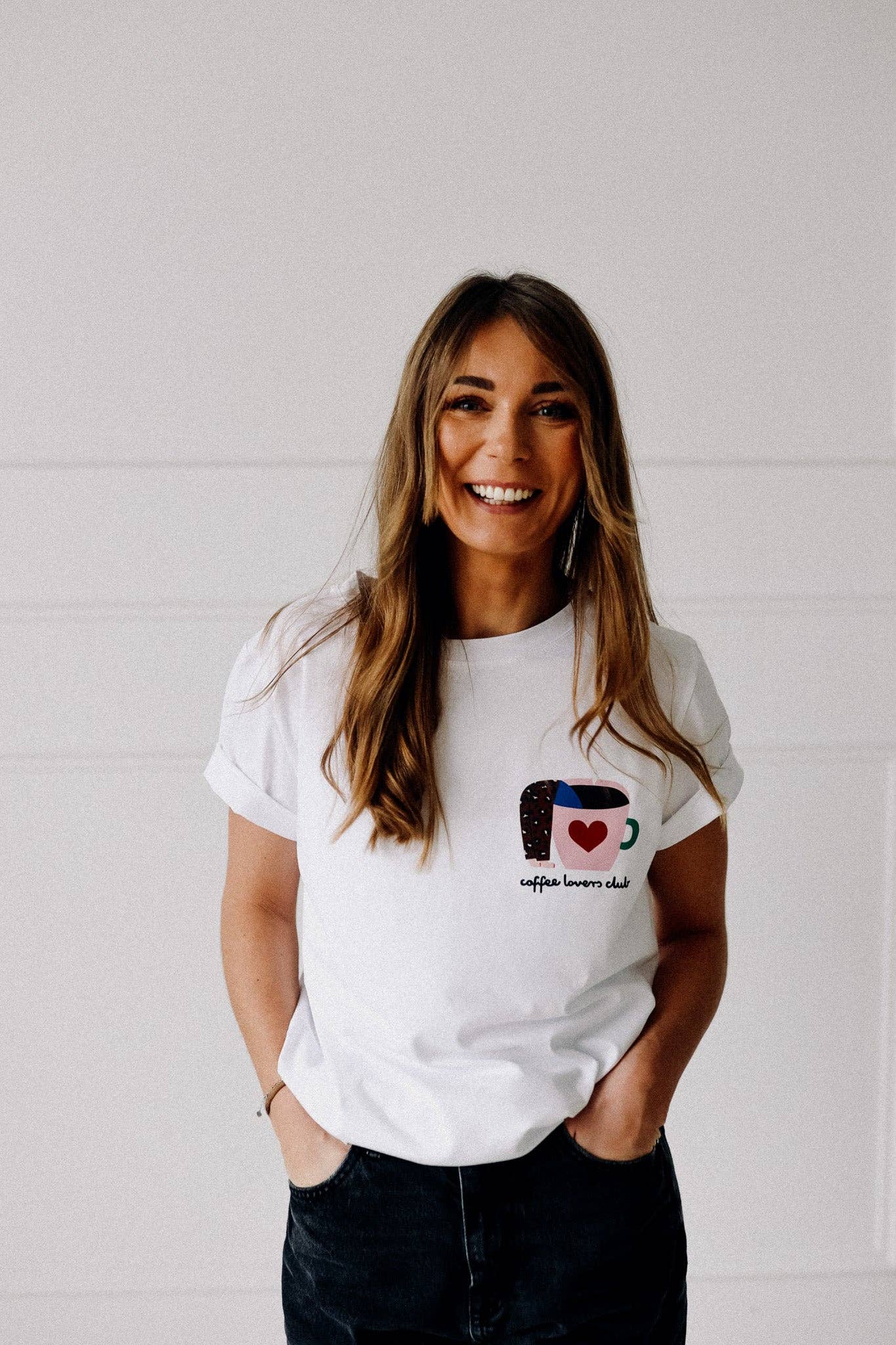 Damen T-Shirt Coffee Lovers in Weiß – VomKaff