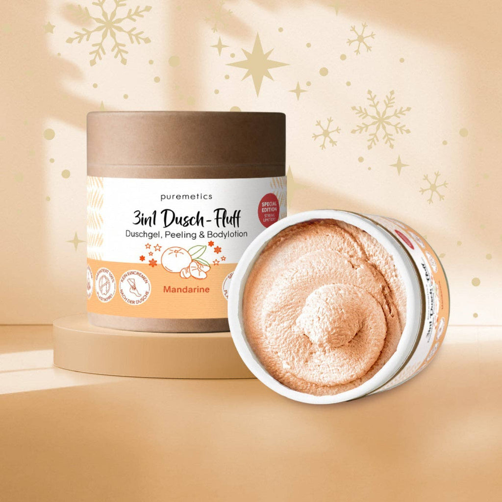 Dusch-Fluff Mandarine puremetics – Fruchtiges Duschgel plastikfrei nachhaltig