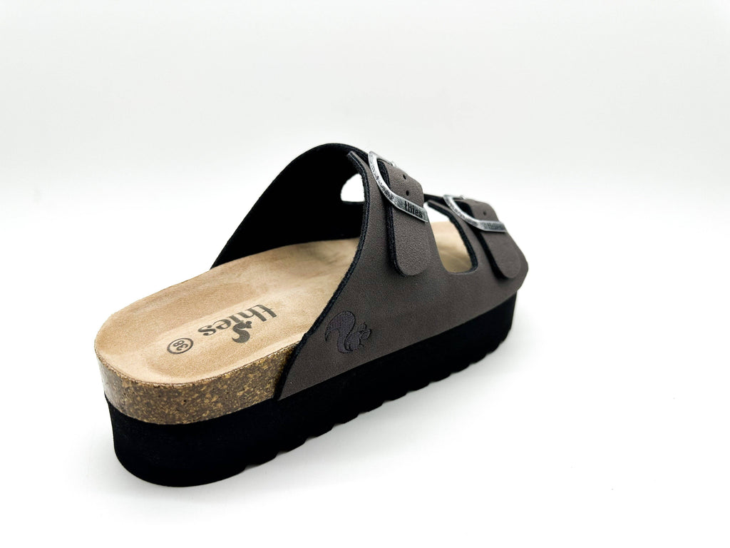 Thies 1856 ® Eco Bio Plateau Sandale vegan in Anthrazit