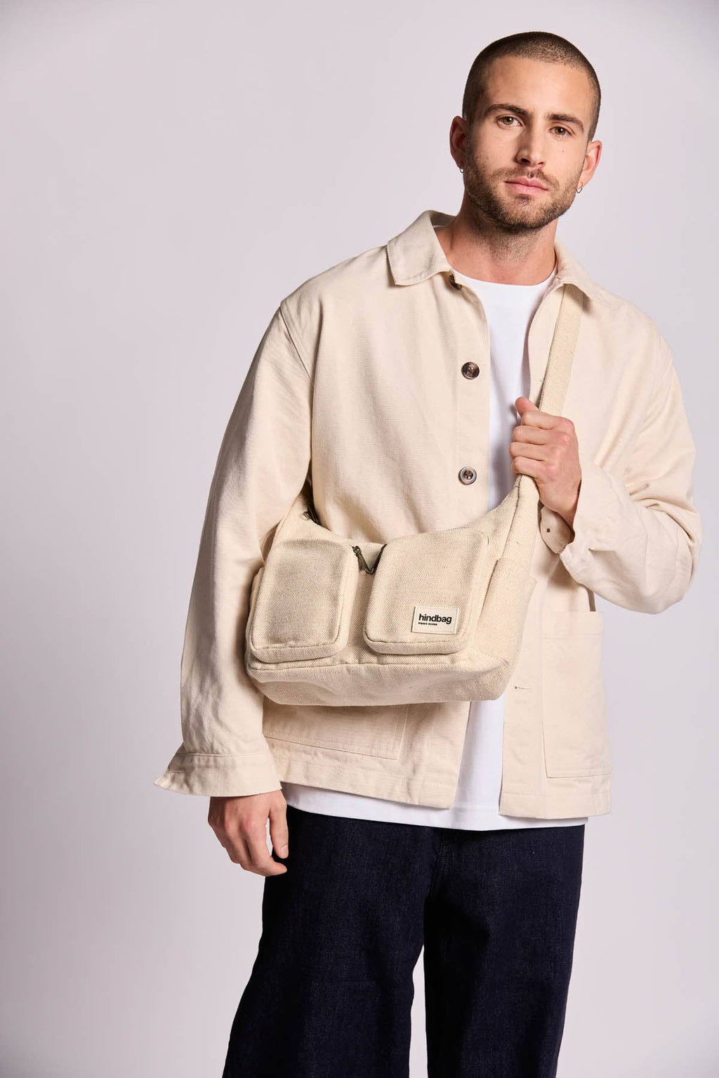 Emile Jute Mehrfachtasche – Rückenansicht mit Tragegurt